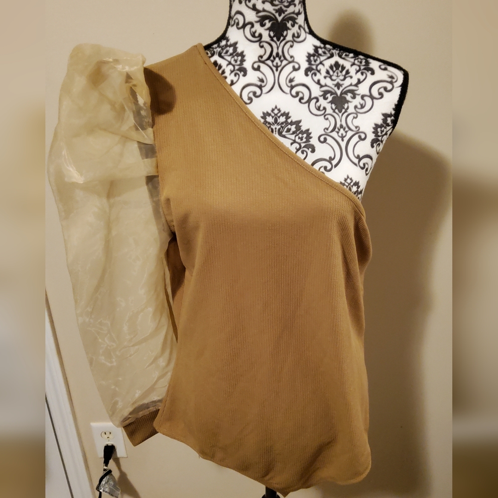 Perfectly Priscilla Off the Shoulder Sheer Sleeve Bodysuit Size 1XL